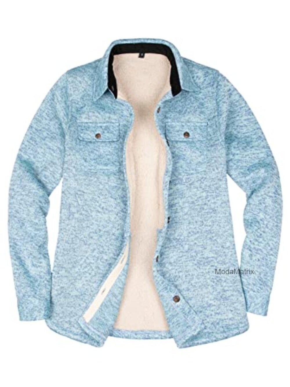Sherpa Lined Sweater Fleece Shirt Jacket Button Down Pockets